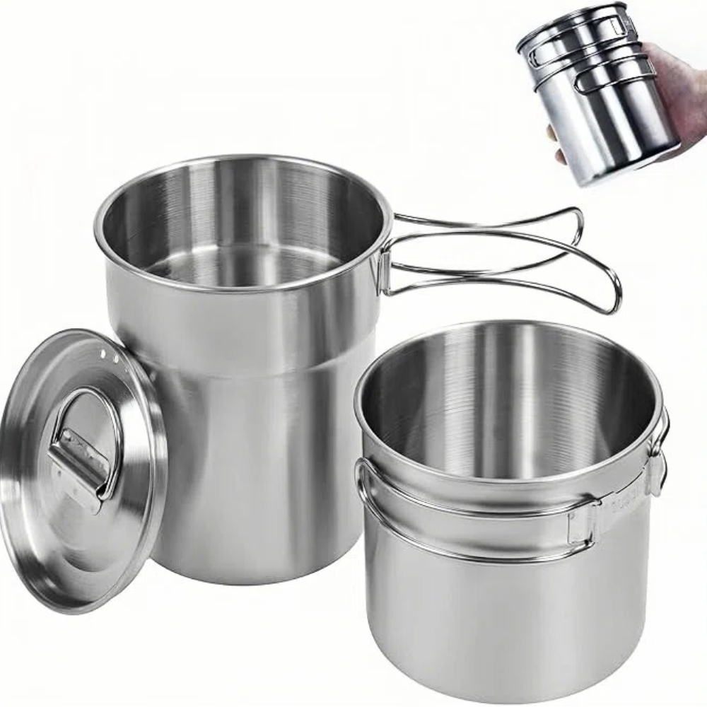 Camp Utensil Set - Faltbare Campingbecher, Campingtöpfe, Kochgeschirr, 304-Food-Grade Outdoor-Camping-Kochset