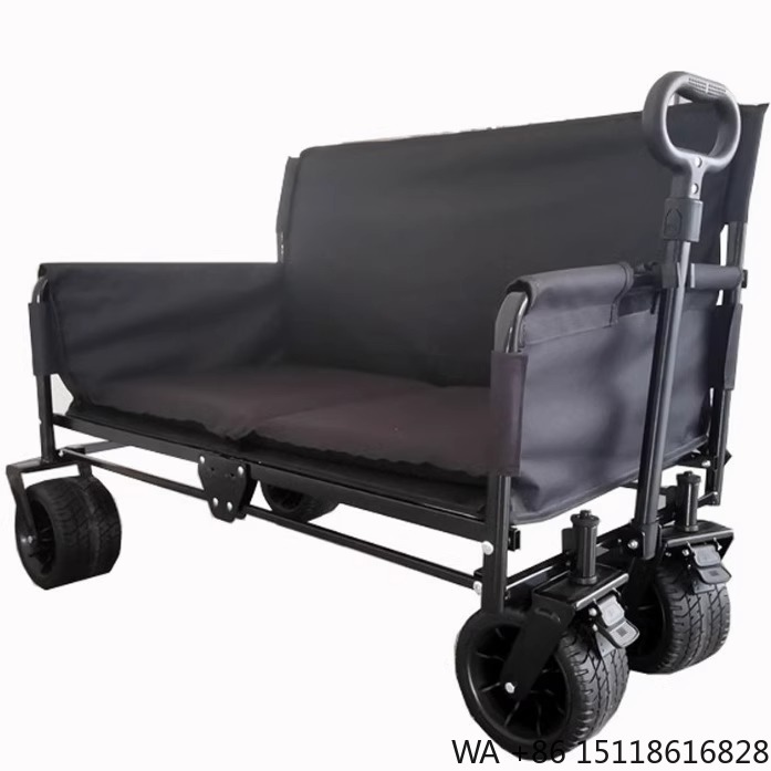 Outdoor Camping Folding Table - JXFT Multifunktionaler Vierrad-Metall-Outdoor-Klappwagen Liegestuhl-Wagen für Camping
