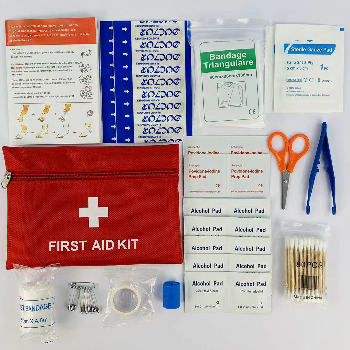 First Aid Kit Camping - 14-teiliges Erste-Hilfe-Set Trauma-Kit mit Essentiellen Notfall-Medizinischen