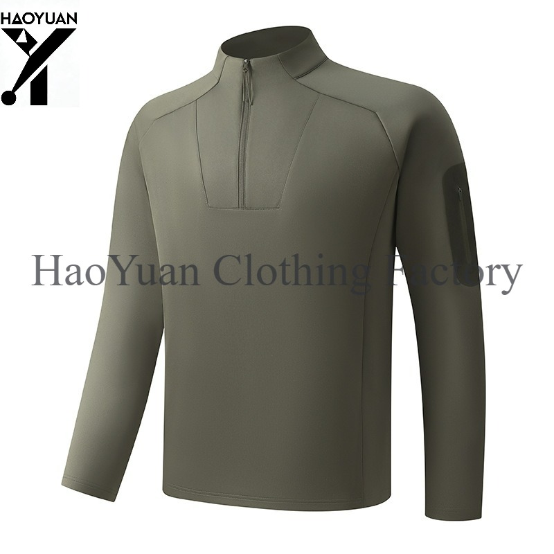 Outdoor Camping In Winter - Herren Langarm-Shirt mit Halbem Reißverschluss für
