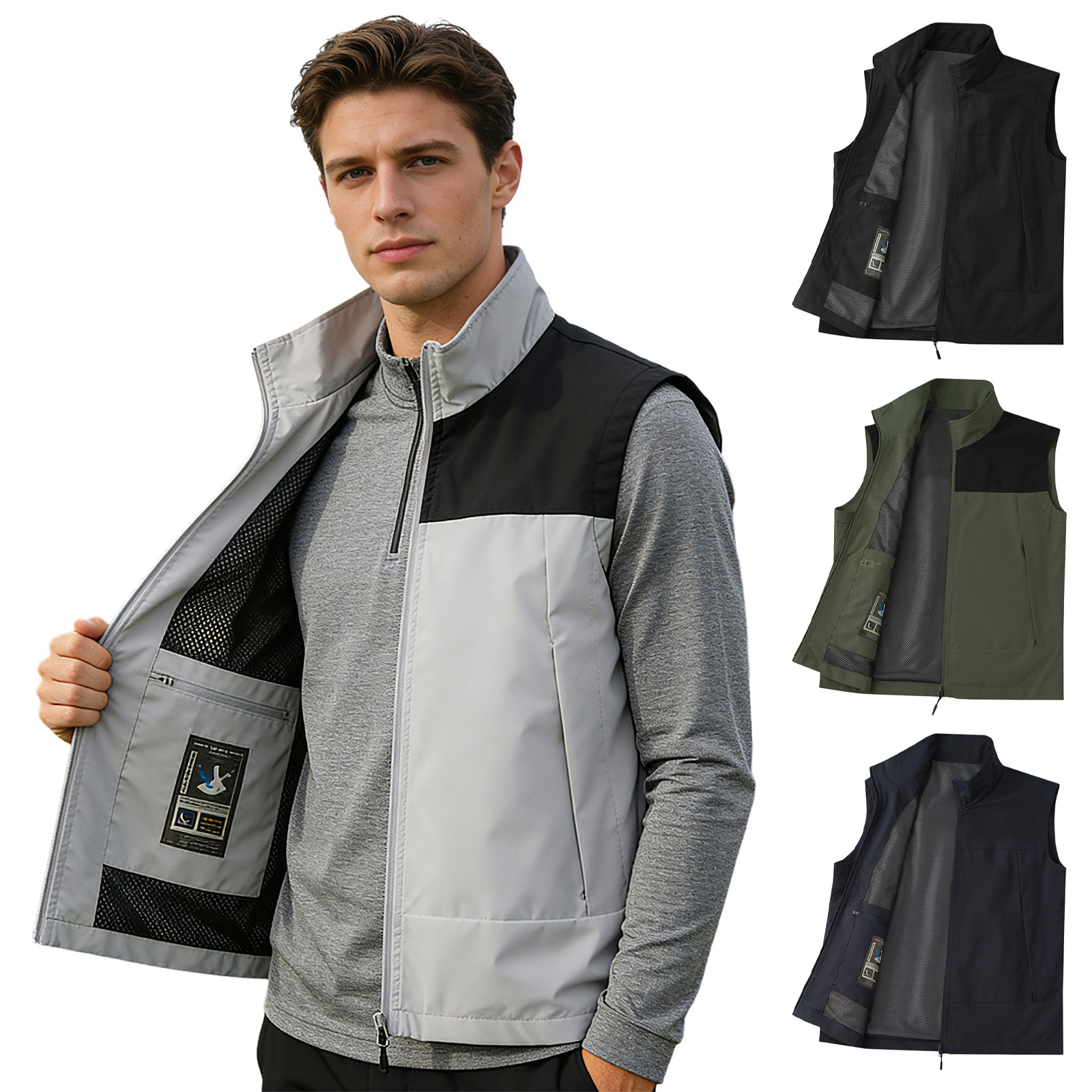 Outdoor Camping In Winter - # M-5XL Herren Golfweste mit Stehkragen,
