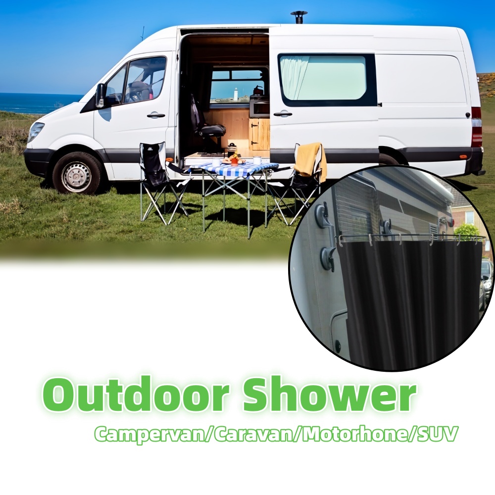 Outdoor Camping Shower - Outdoor-Camping-Duschvorhang mit Saugnäpfen und Stange, wasserdichter,