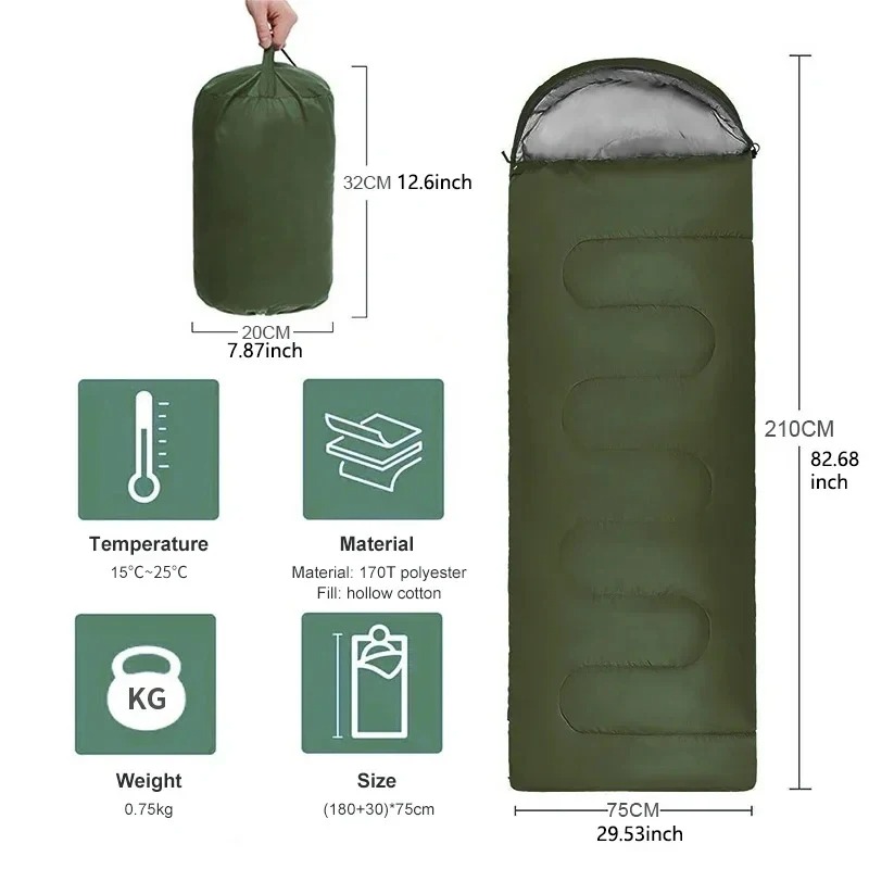 Outdoor Camping In Winter - Camping-Schlafsack Leichtgewicht 4-Jahreszeiten Warmer Hüllschlafsack für