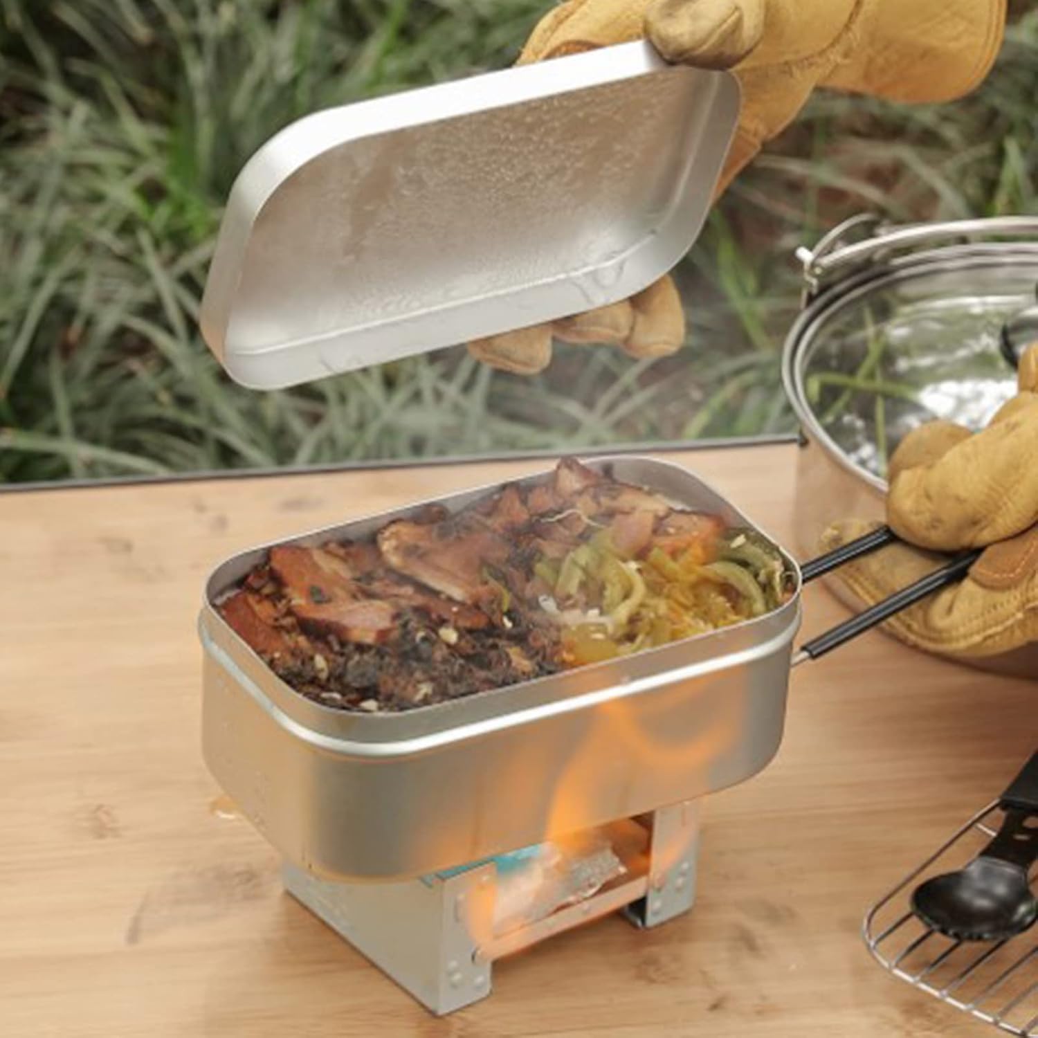 Camp Utensil Set - Faltbarer Bento-Box-Griff, Lunchbehälter für Erwachsene, Camping-Kochgeschirr